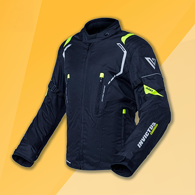Protective motorcycle jacket with shoulder, elbow and back armor